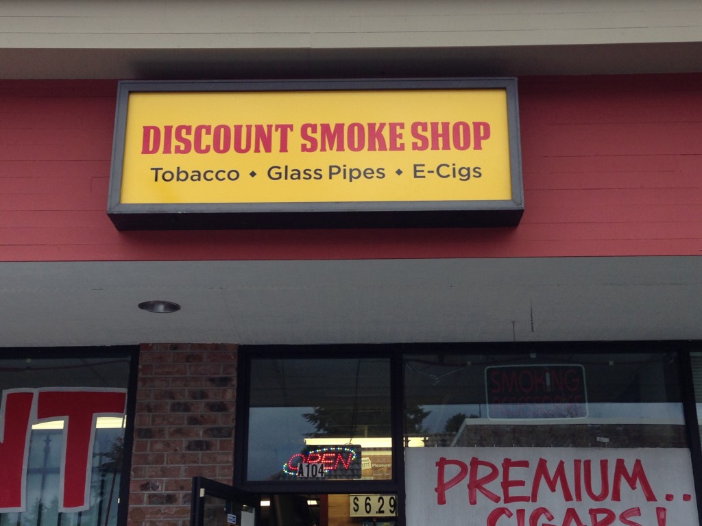 Discount Smoke backlit sign by Vinyl Lab NW of Lynnwood
