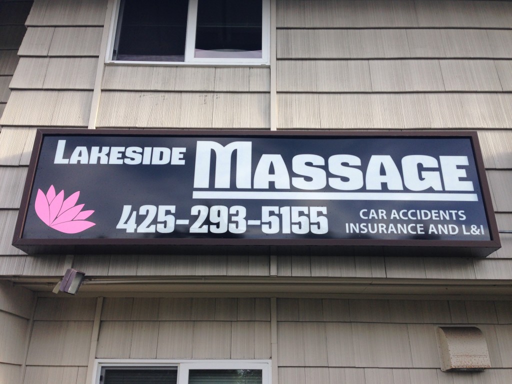 Lakeside Massage Backlit sign by Vinyl Lab NW of Lynnwood