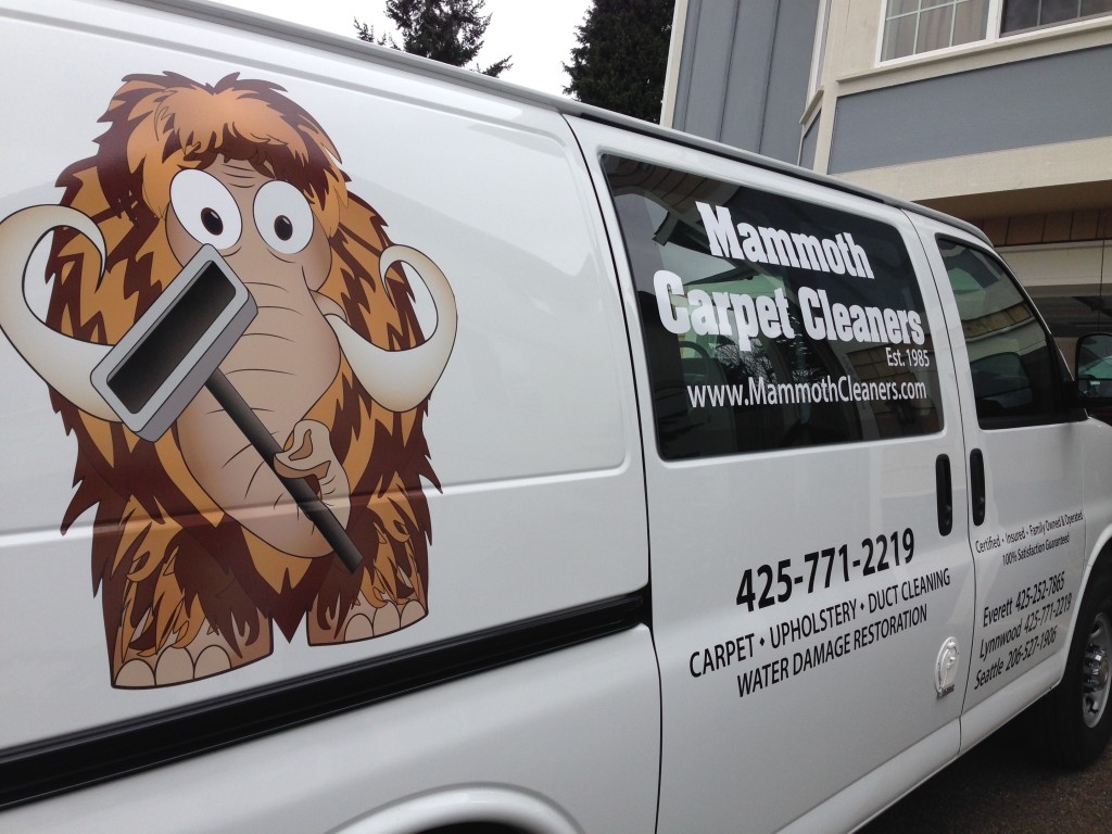 Custom van graphics for Mammoth Cleaners of Edmonds.