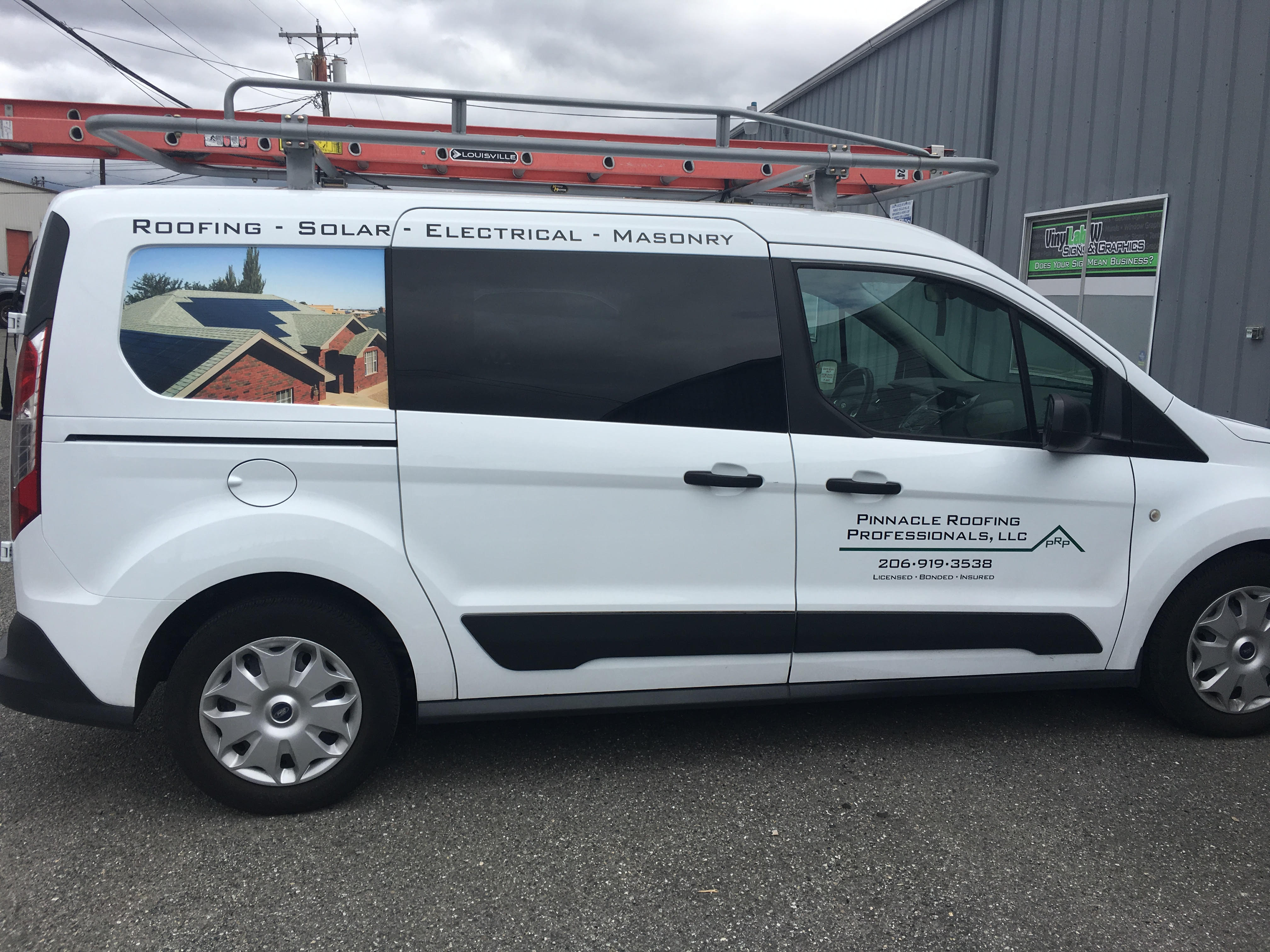 Ford Transit Graphics for Pinnacle Roofing Pros of Lynnwood