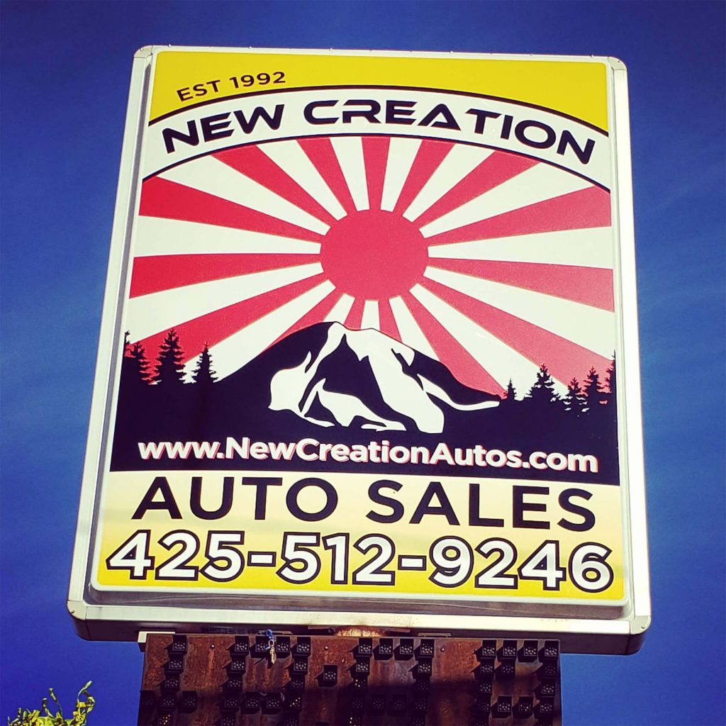 New Creation Auto Sales Backlit Sign